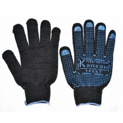 Перчатки х/б 5-и нитка 7,5кл. Профи черная с ПВХ Капкан (250)