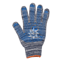 Перчатки х/б 6-и нитка 7,5кл. комп.овер. серая с ПВХ Люкс (200)