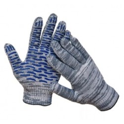 Перчатки х/б 5-и нитка 7,5кл. Профи серая с ПВХ Волна (250)