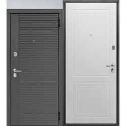 Входная дверь 7,8 см Просемь металл МДФ/МДФ Муар9005, Графит/Белый, Линии левая 2050х860