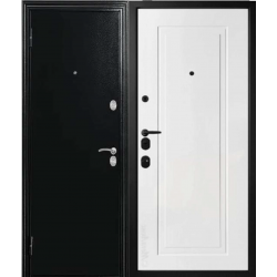 Блок дверной стальной МЕГИ 75 мм мет/МДФ 1 Филенка, серебро на черном/белый дуб, правый, 970х2050